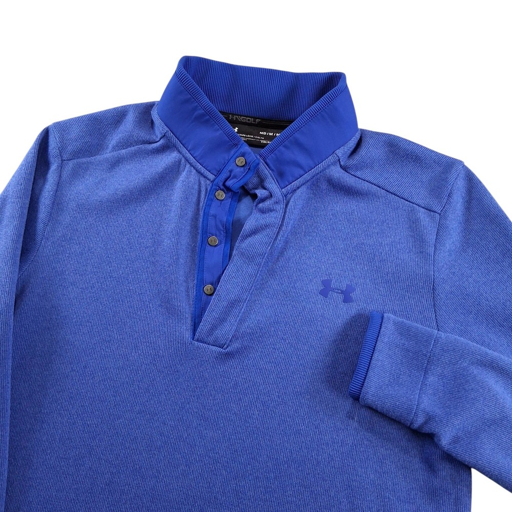 Under Armour Golf Pullover Mens Medium Blue ColdGear Quarter Snap 1329832